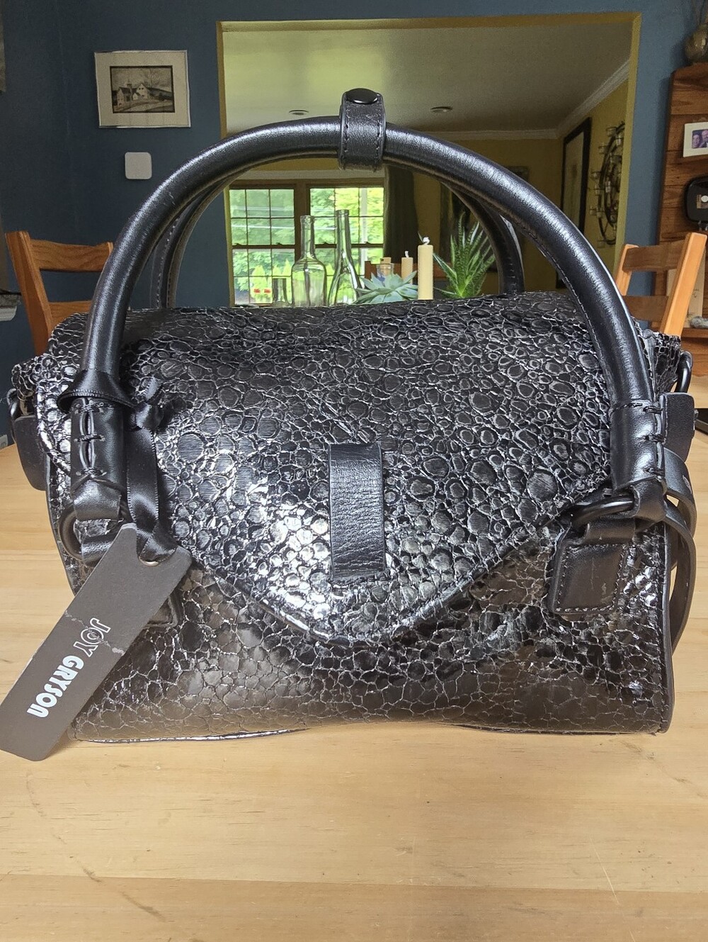 Joy Gryson Midnight Mercury Black Handbag NWT